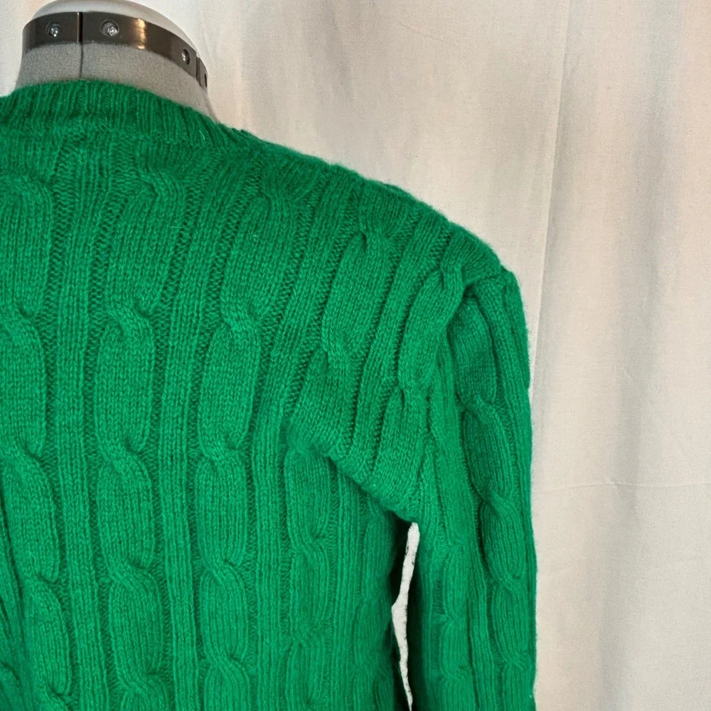 Hunt Club Men's  LT 100% Wool Cable Knit Crewneck Sweater‎ Green Vintage 42-44
